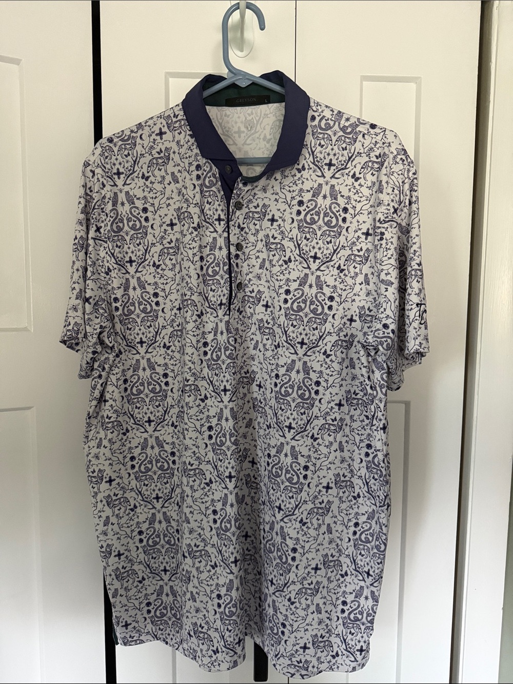 Greyson Polo with Purple Patterned Print